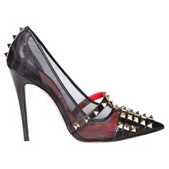 Valentino Valentino Alcove Black Leather Panel Rockstud Heels Size IT 36