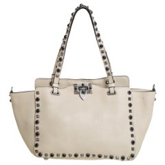 Valentino Vanilla Leather Rockstud Rolling Tote