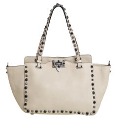 Valentino Vanilla Leather Rockstud Rolling Tote