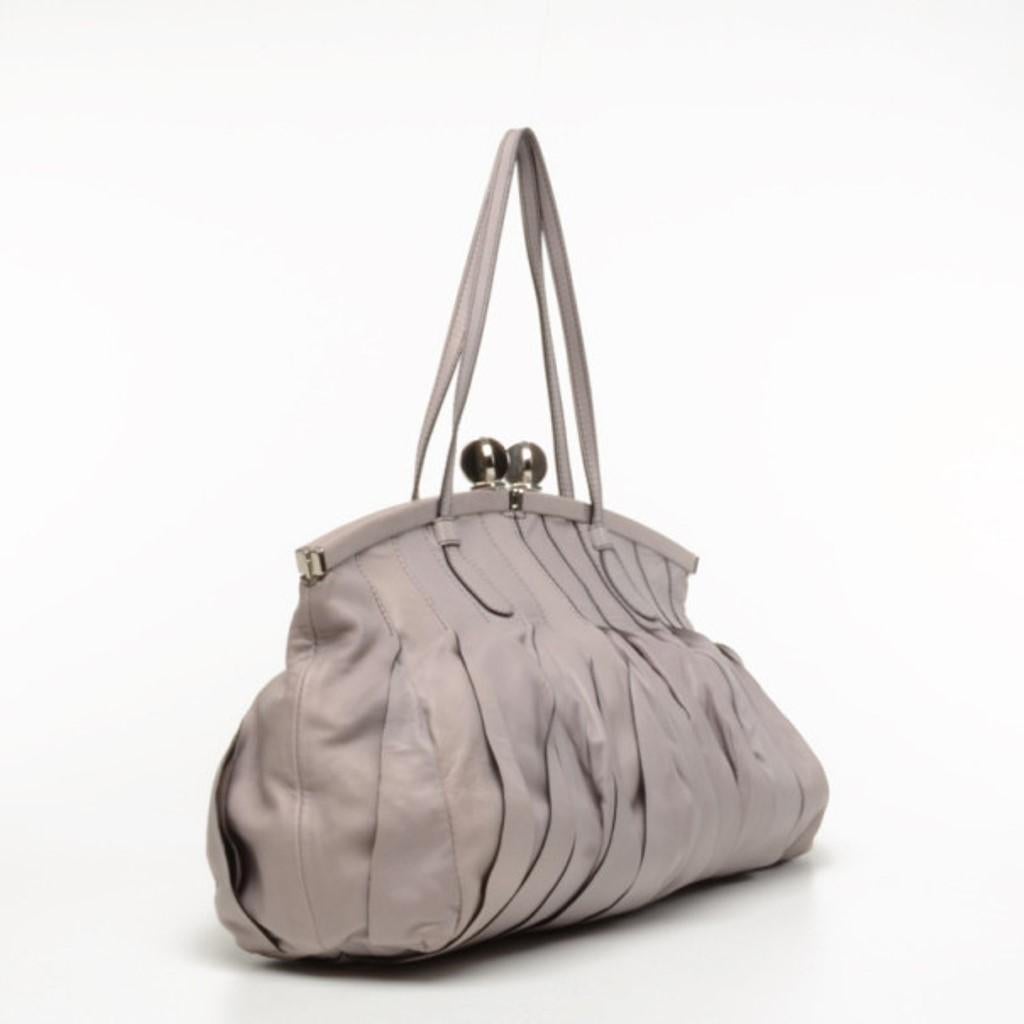 Brown Valentino Vertical Pleated Handbag For Sale