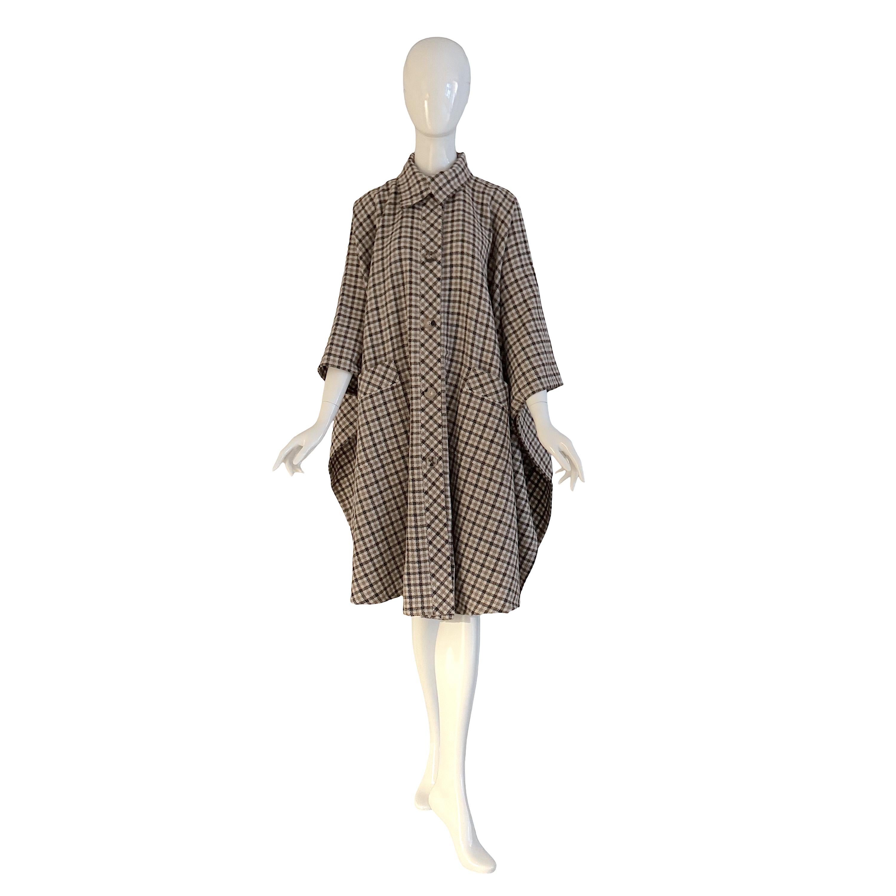 Brown Valentino vintage 1970s Plaid Wool Cape