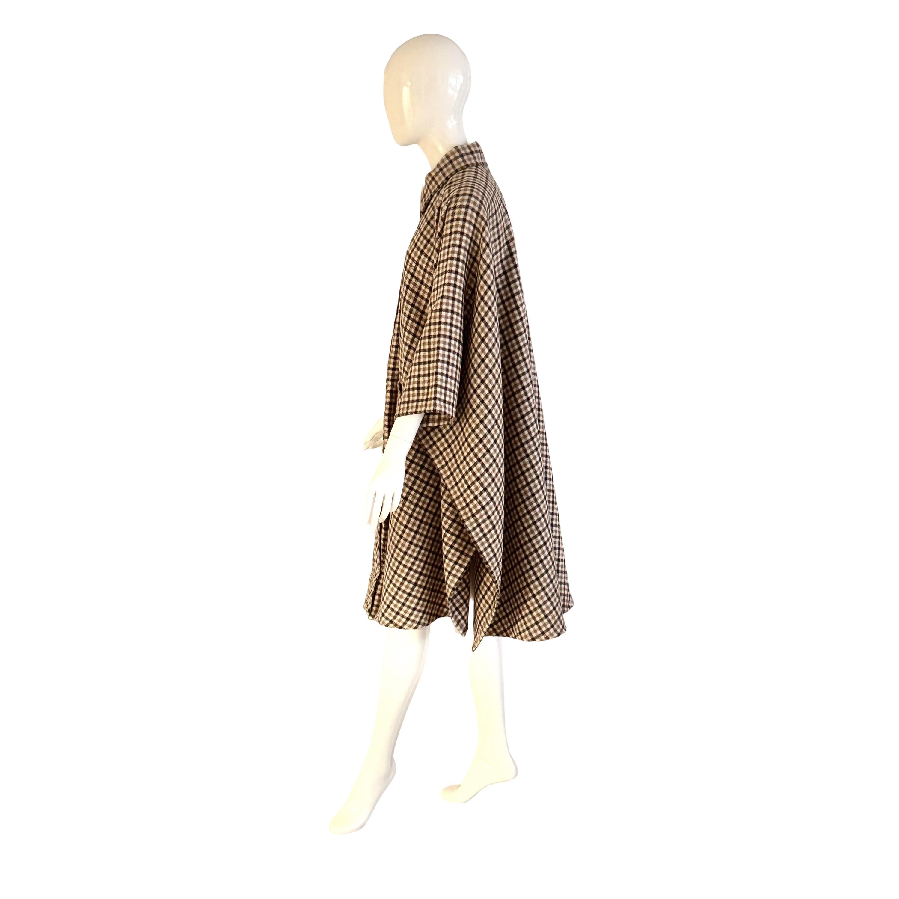 Valentino vintage 1970s Plaid Wool Cape 1