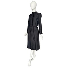 Valentino Vintage 1980s 100% Silk Black Dress With Ruffled Details