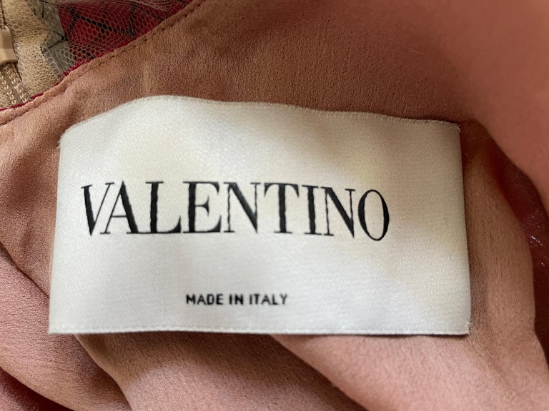 Valentino Vintage 1980's Spider Web Beaded Red Silk Evening Dress 7