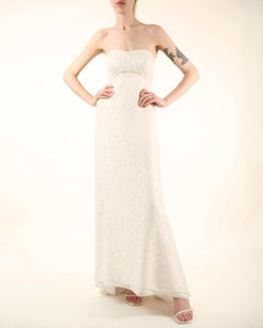 Valentino vintage 1980's strapless beaded floral silk train wedding gown dress