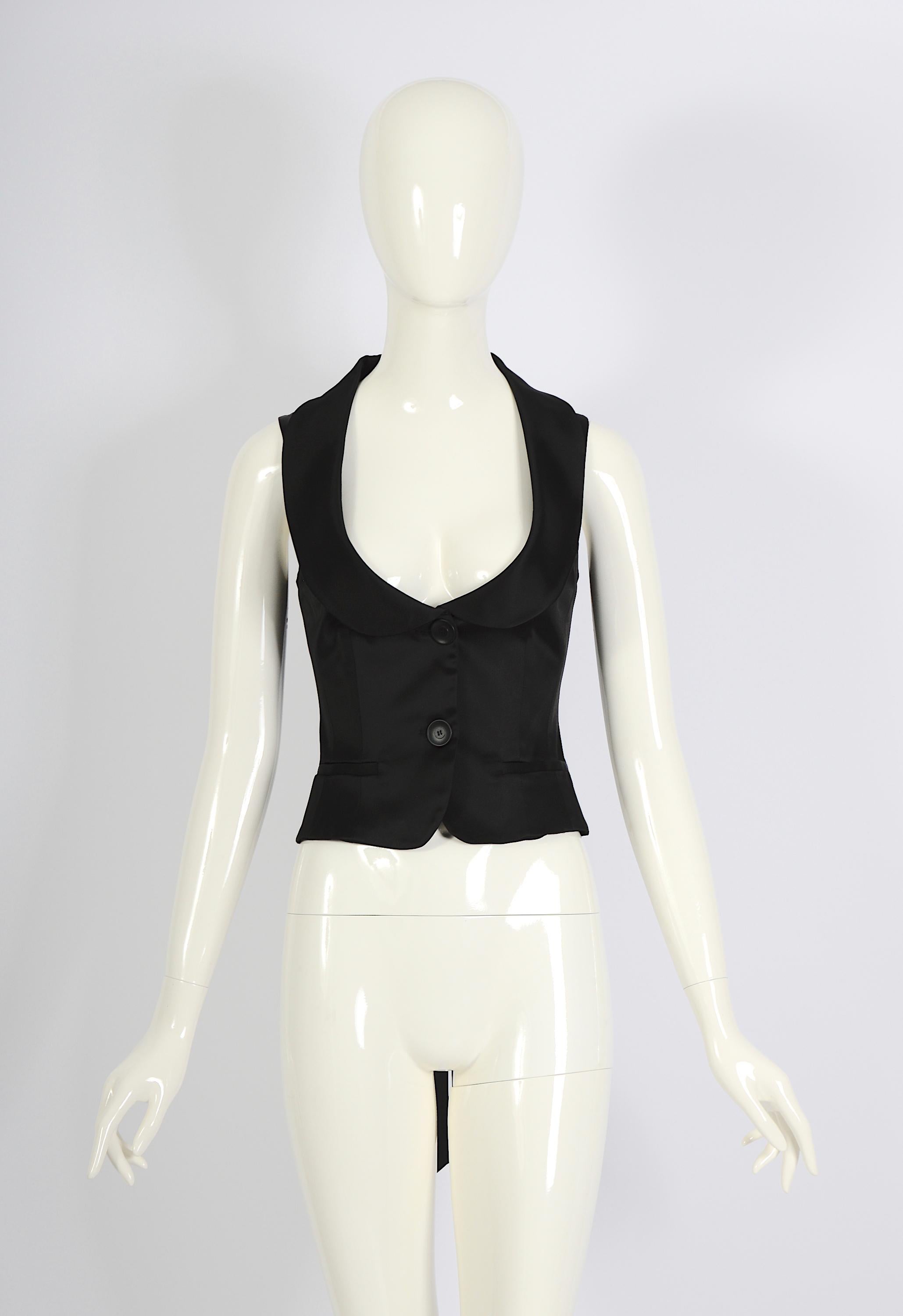Valentino vintage 1990s backless tied with ribbons black waistcoat vest  For Sale 8