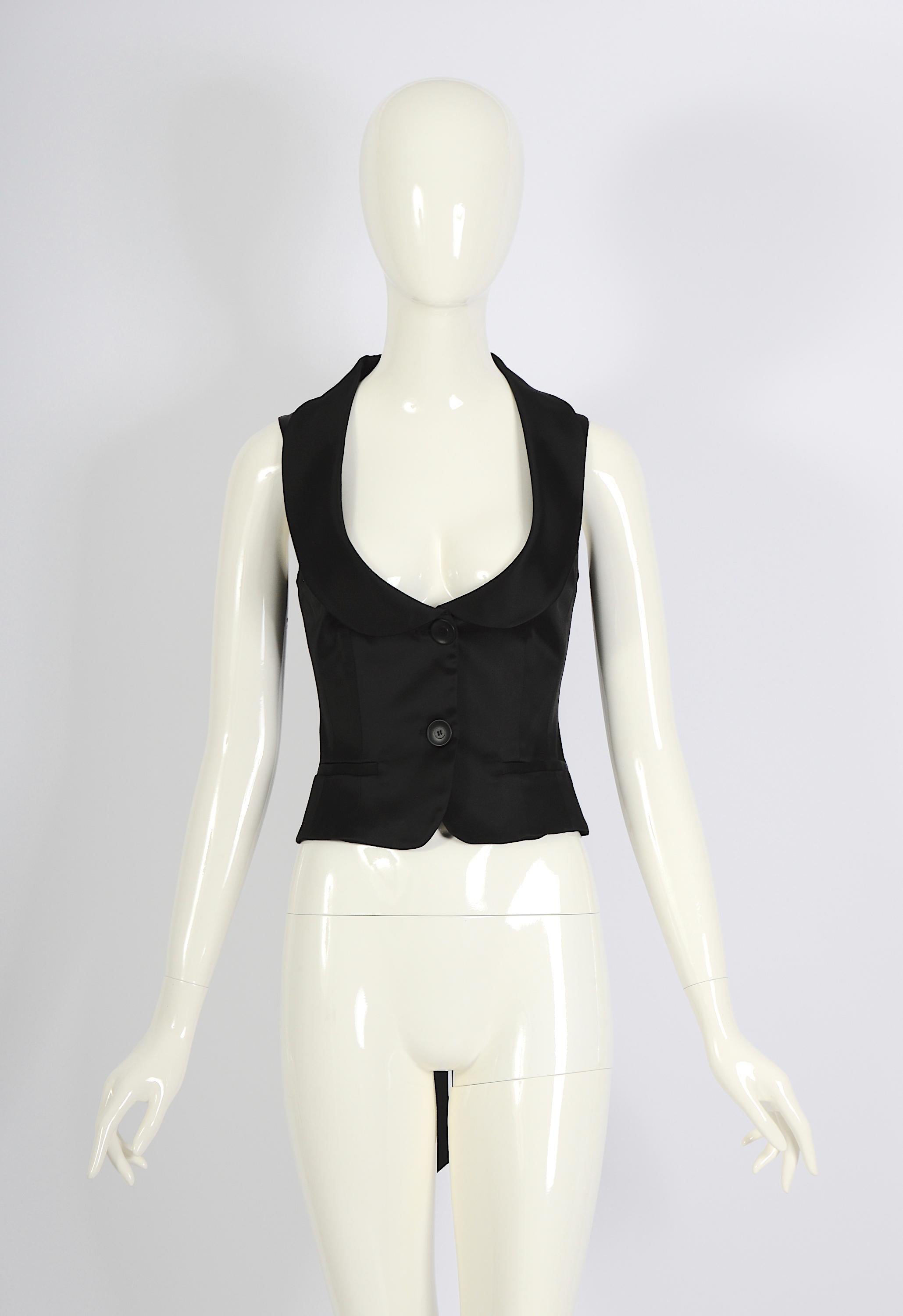 Valentino vintage 1990s backless tied with ribbons black waistcoat vest For Sale 7