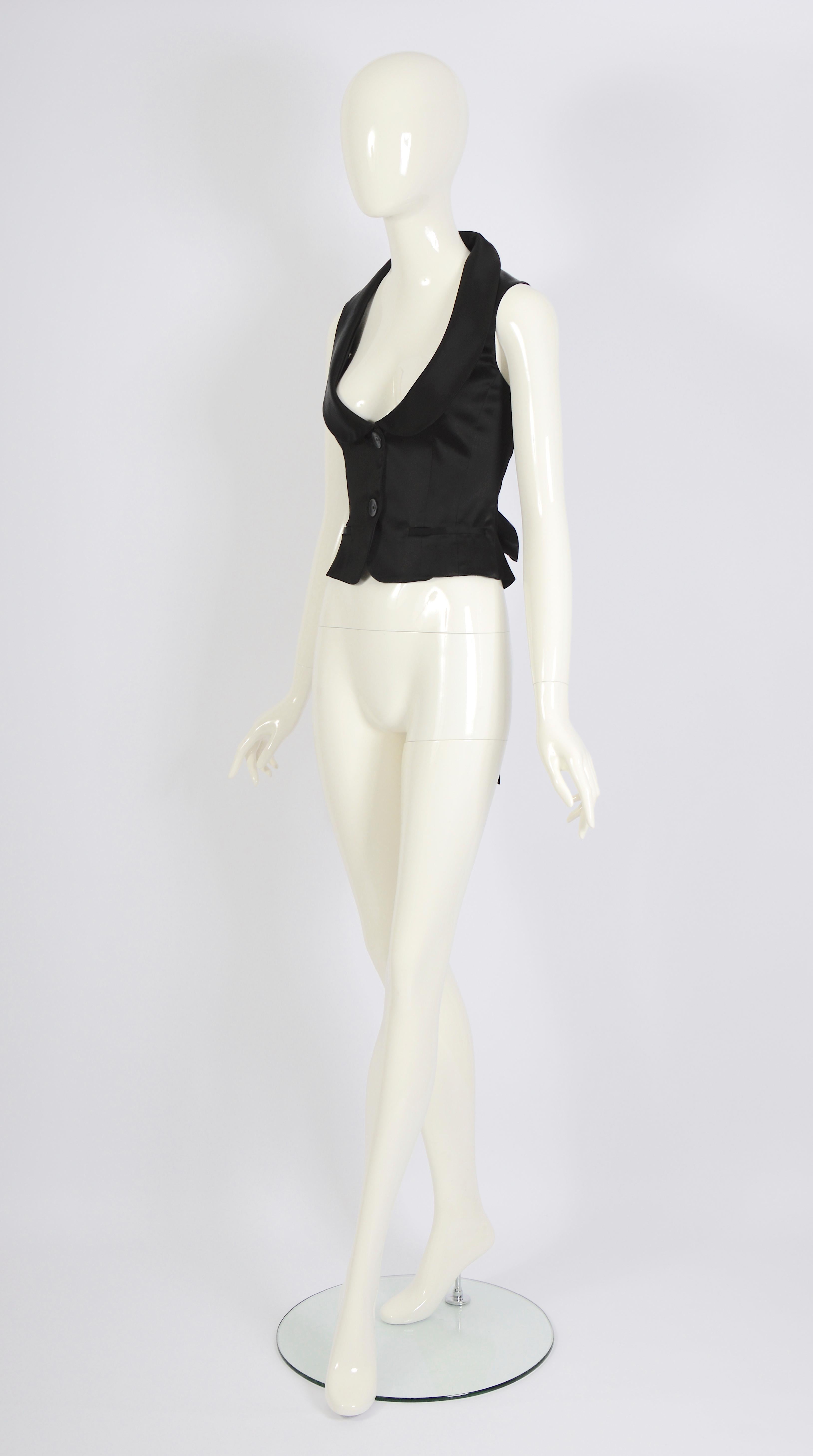 Valentino vintage 1990s backless tied with ribbons black waistcoat vest  In Excellent Condition For Sale In Antwerpen, Vlaams Gewest