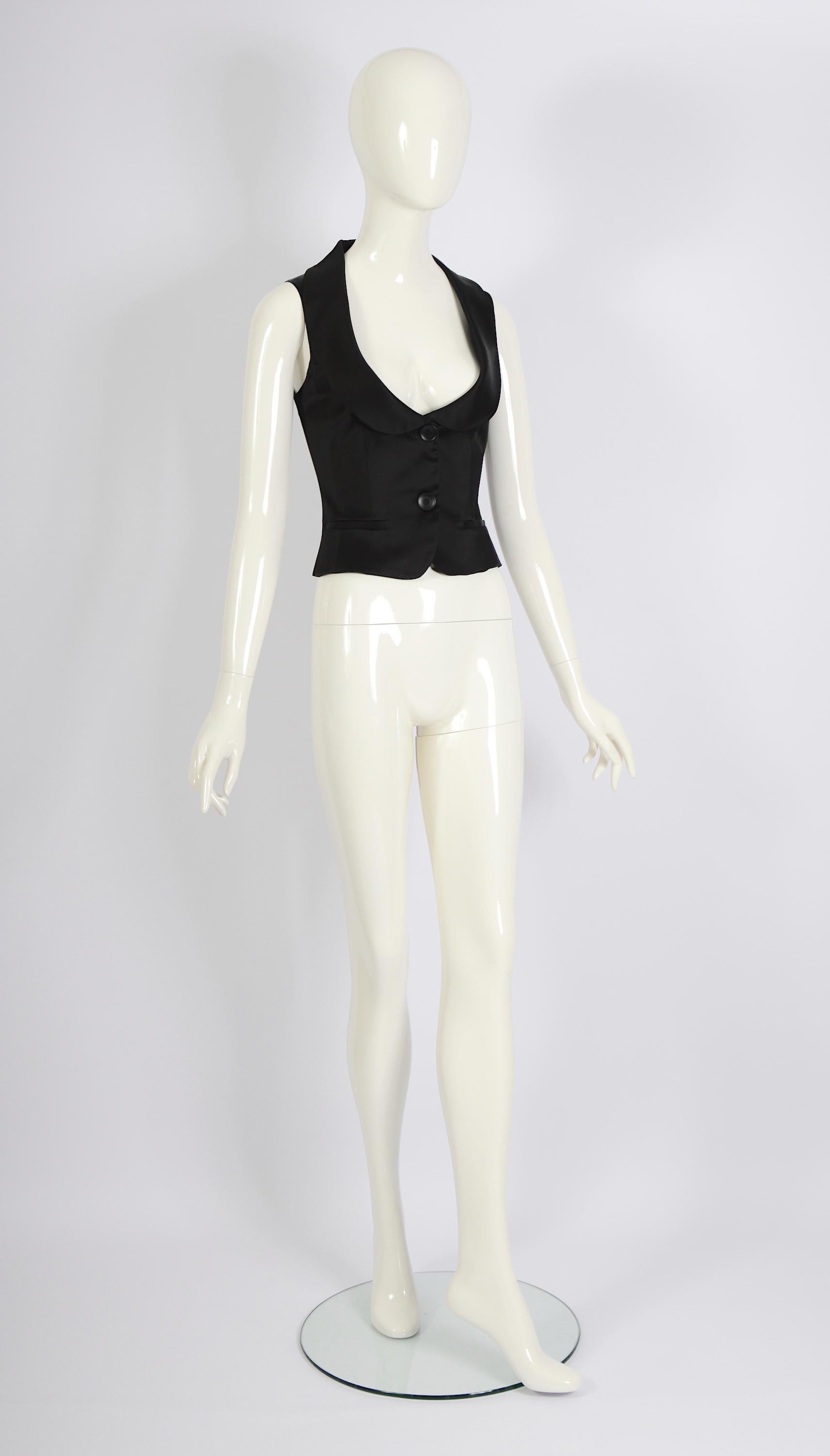 Valentino vintage 1990s backless tied with ribbons black waistcoat vest  For Sale 5