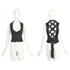 Valentino vintage 1990s backless tied with ribbons black waistcoat vest 