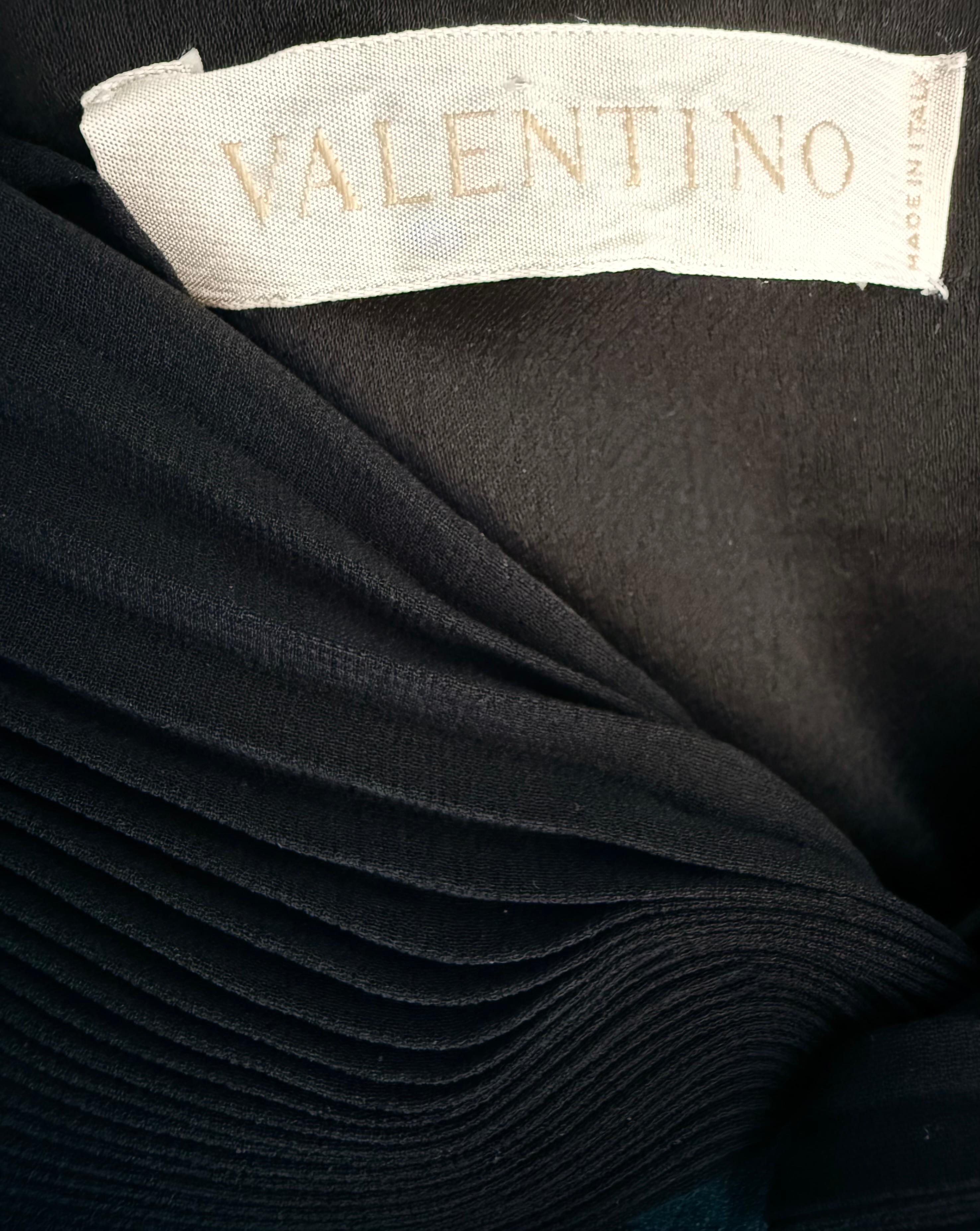VALENTINO Vintage 2000s Pleated Silk Chiffon Evening Dress w/ Twist Front Bodice For Sale 2