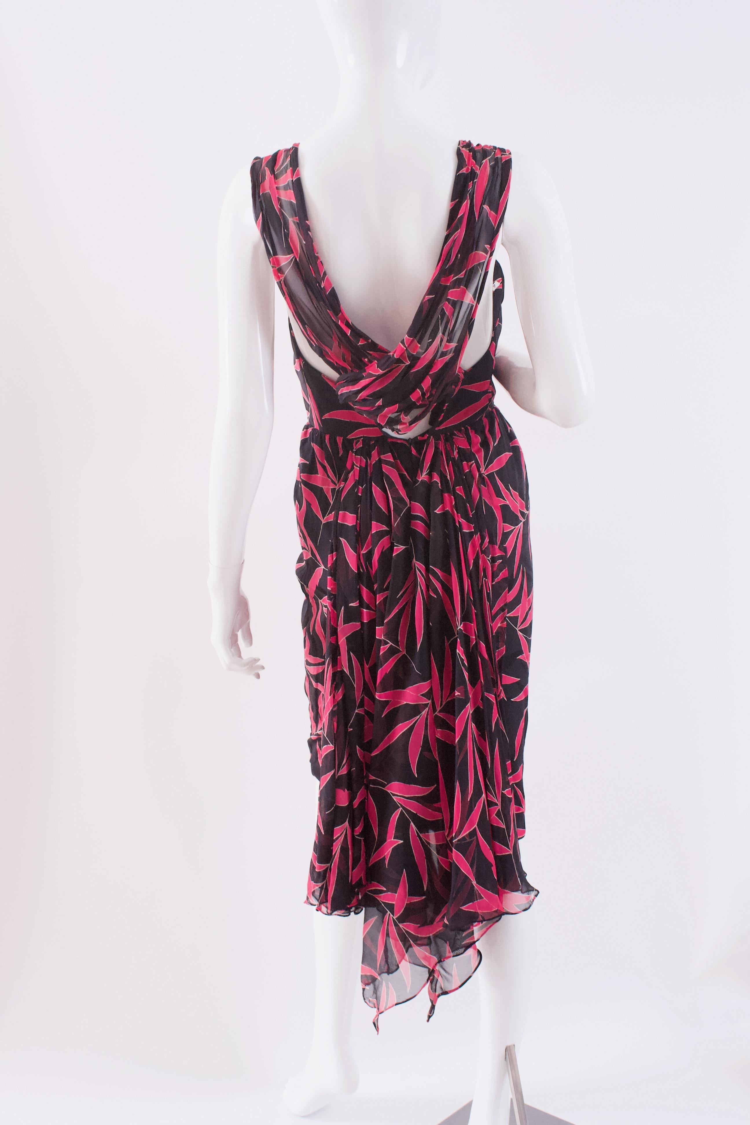 Brown VALENTINO Vintage 80's Silk Corset Dress For Sale