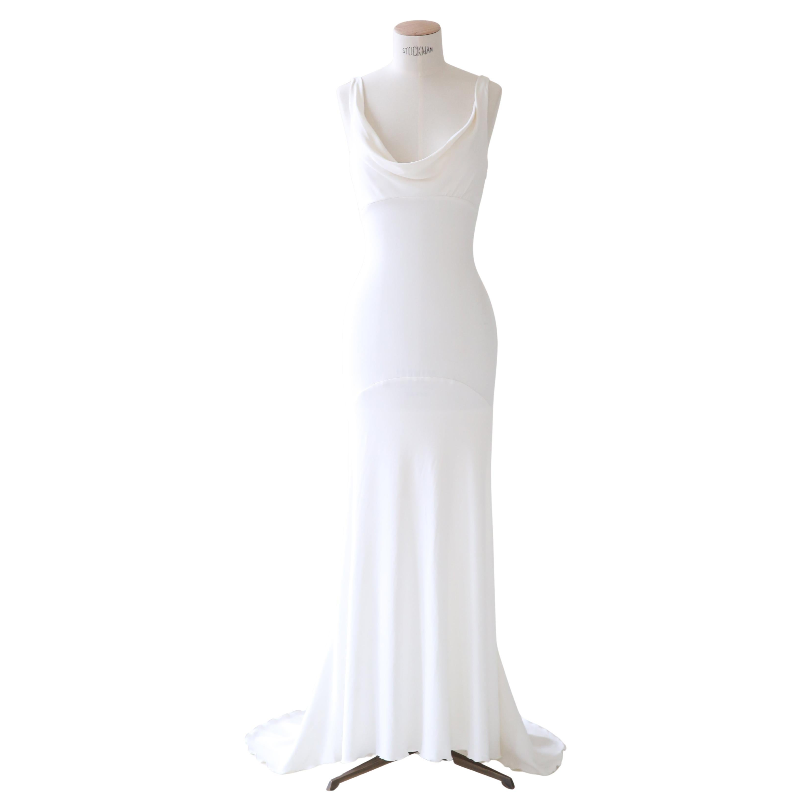 Valentino vintage dos nu blanc ivoire robe de mariée ajustée avec traîne