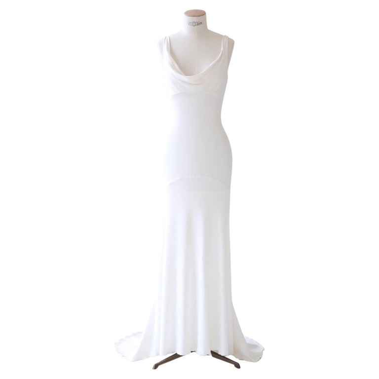 Valentino vintage backless white ivory fitted wedding dress gown with train