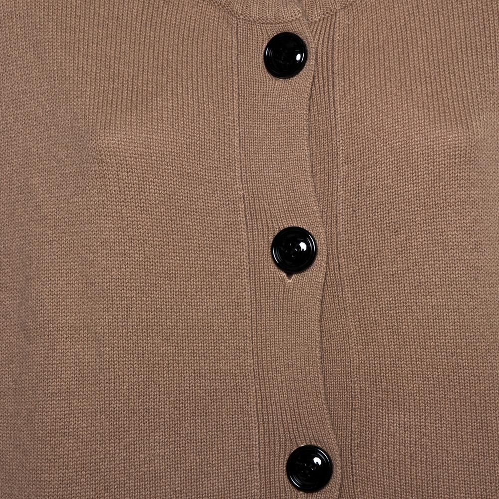 Valentino Vintage Beige Cashmere Belted High Neck Cardigan S 1