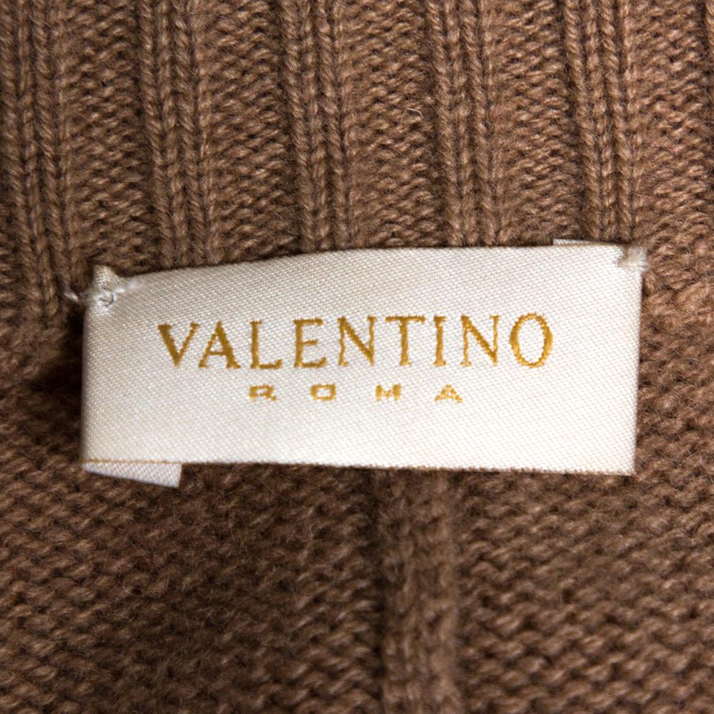 Valentino Vintage Beige Cashmere Belted High Neck Cardigan S 2