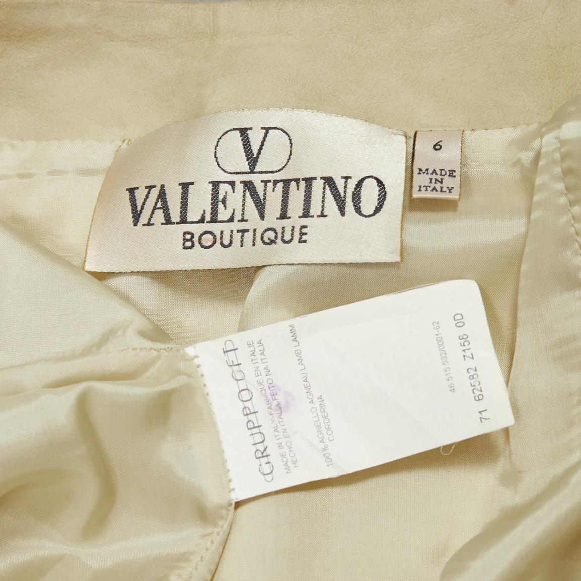 VALENTINO Vintage beige hand painted floral lambskin suede leather pants UK6 XS For Sale 5