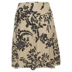 Valentino Vintage Beige Print Cotton and Silk Pleated Mini Skirt S