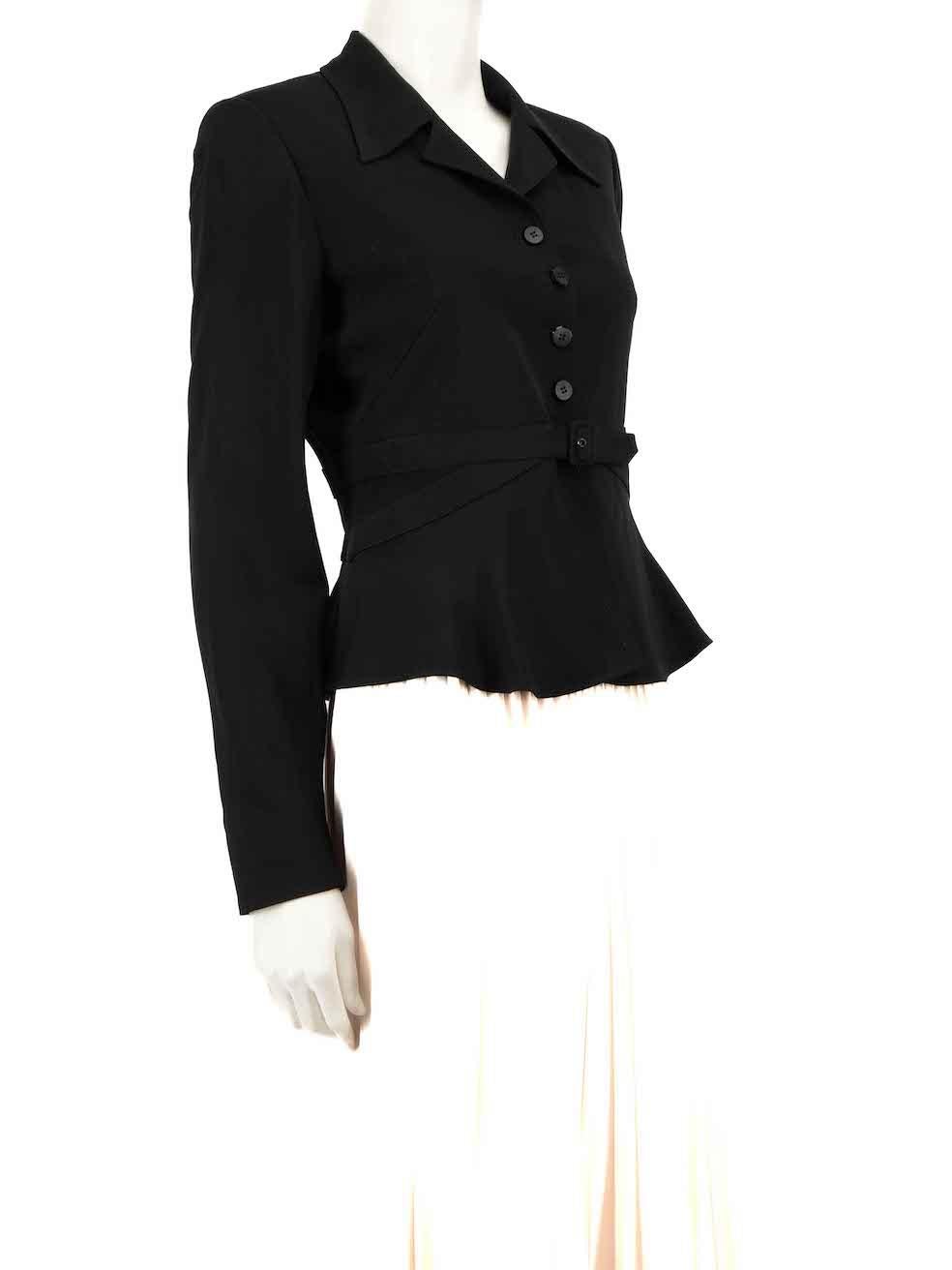 CONDITION is Very good. Hardly any visible wear to blazer is evident on this used Valentino designer resale item.
 
 
 
 Details
 
 
 Vintage
 
 Black
 
 Synthetic
 
 Blazer
 
 Belted
 
 Single breasted
 
 Button up fastening
 
 Shoulder pads
 
