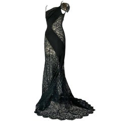 Valentino Vintage Black Lace Evening Gown Size 4
