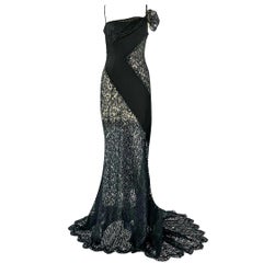 Valentino Vintage Black Lace Evening Gown Size 4