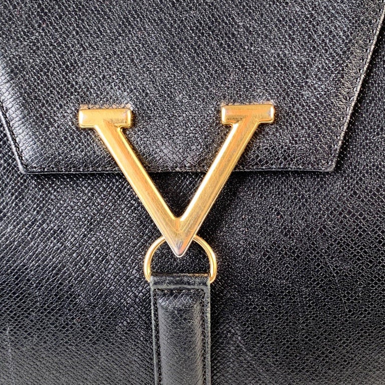 Valentino Vintage Black Leather Satchel Shoulder Bag For Sale at 1stDibs