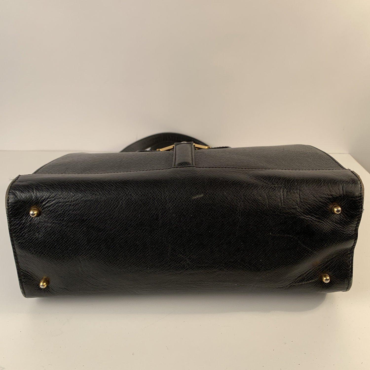 Valentino Vintage Black Leather Satchel Shoulder Bag 3