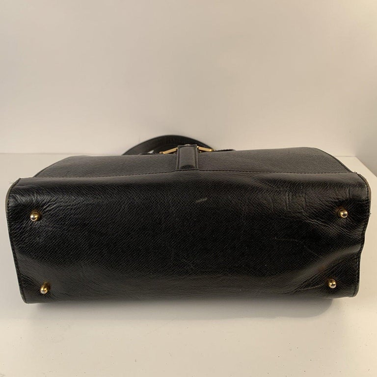 Valentino Vintage Black Leather Satchel Shoulder Bag For Sale at 1stDibs