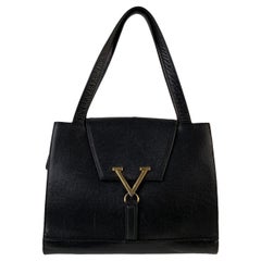 Valentino Vintage Black Leather Satchel Shoulder Bag