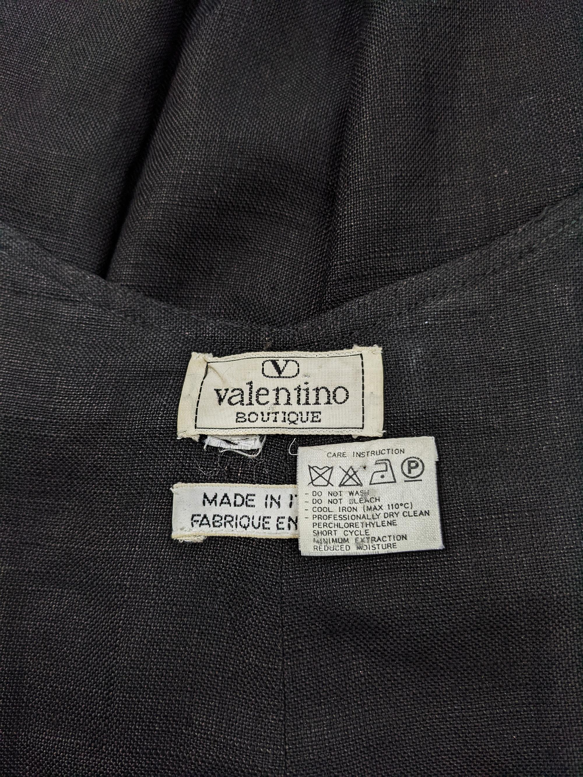 Valentino Vintage Black Linen Party Dress, 1980s 5