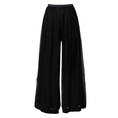 Pantalones Palazzo Vintage Valentino de gasa de seda negra y pierna ancha