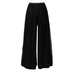 Pantalones Palazzo Vintage Valentino de gasa de seda negra y pierna ancha