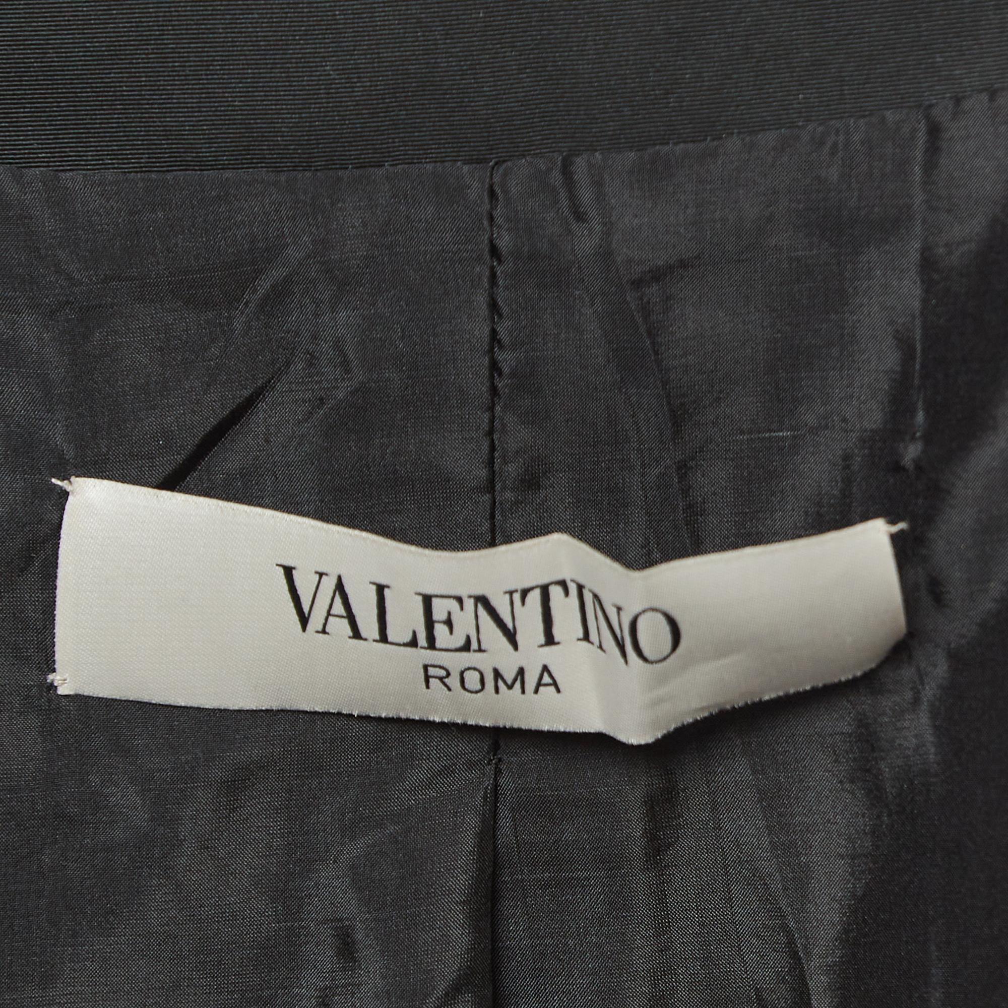 Valentino Vintage Black Synthetic Belted Jacket M In Excellent Condition In Dubai, Al Qouz 2