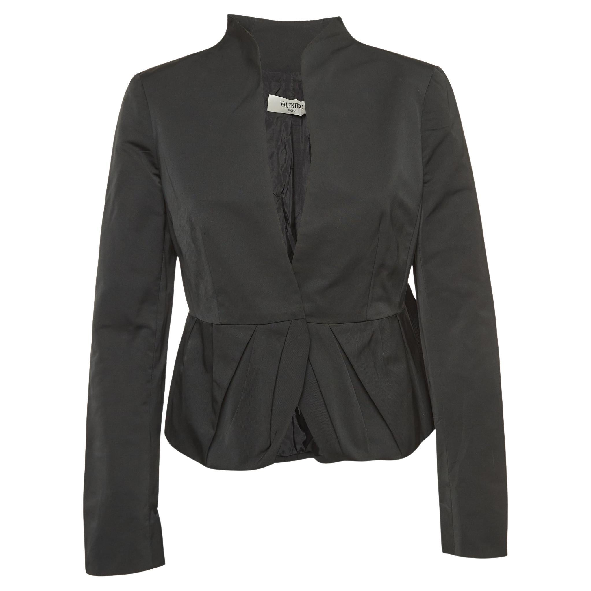 Valentino Vintage Black Synthetic Belted Jacket M