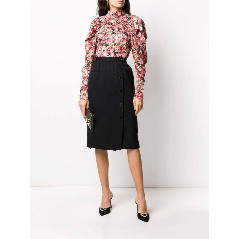 Ensemble VALENTINO Vintage 3 Pièces (Veste + Chemisier + Jupe) Noir/Marron - Taille 4/6/10