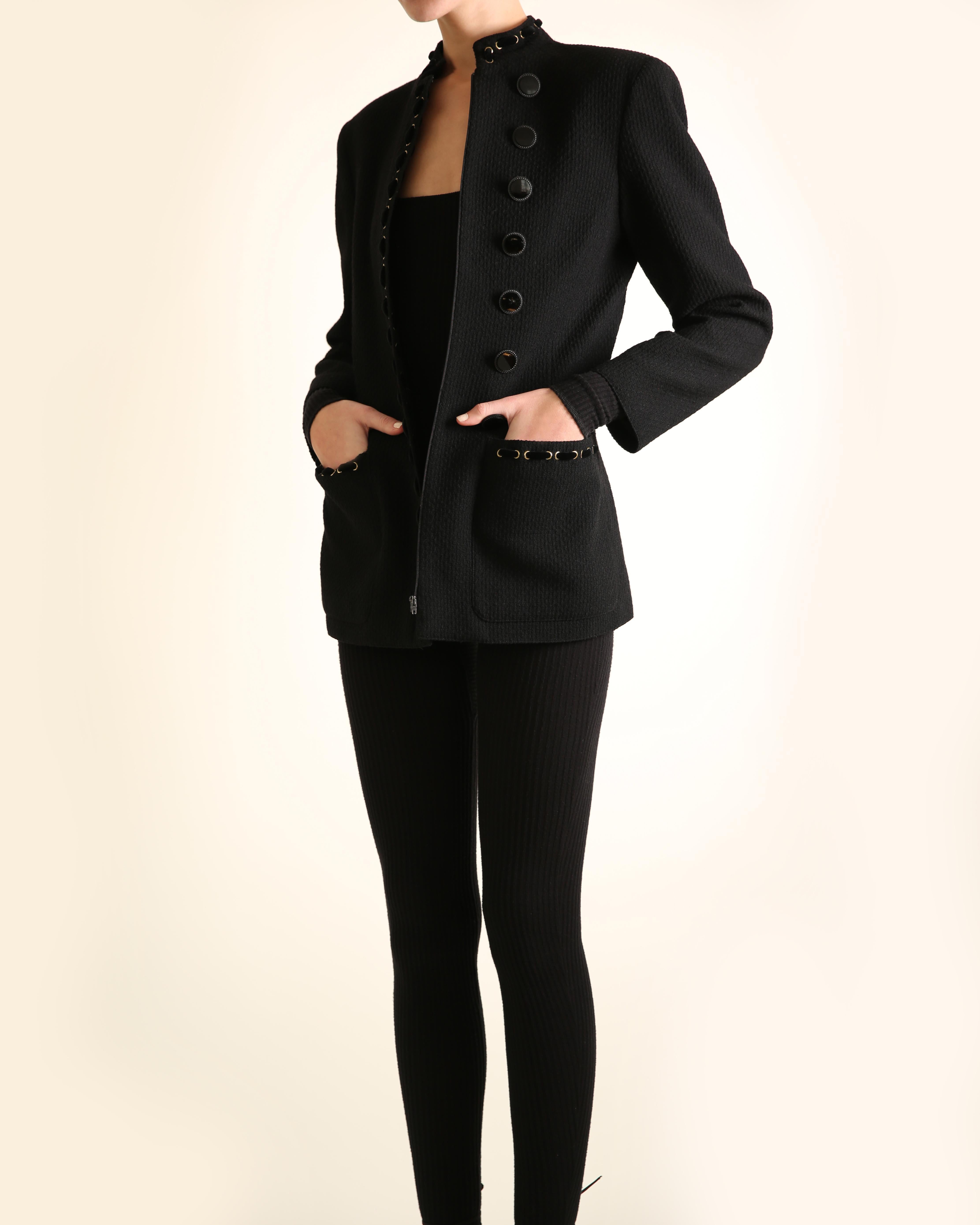 Valentino Fall 1992 vintage black wool velvet coat blazer style jacket IT 42 For Sale 1