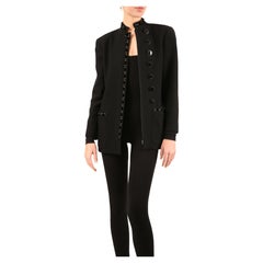Valentino Fall 1992 vintage black wool velvet coat blazer style jacket IT 42
