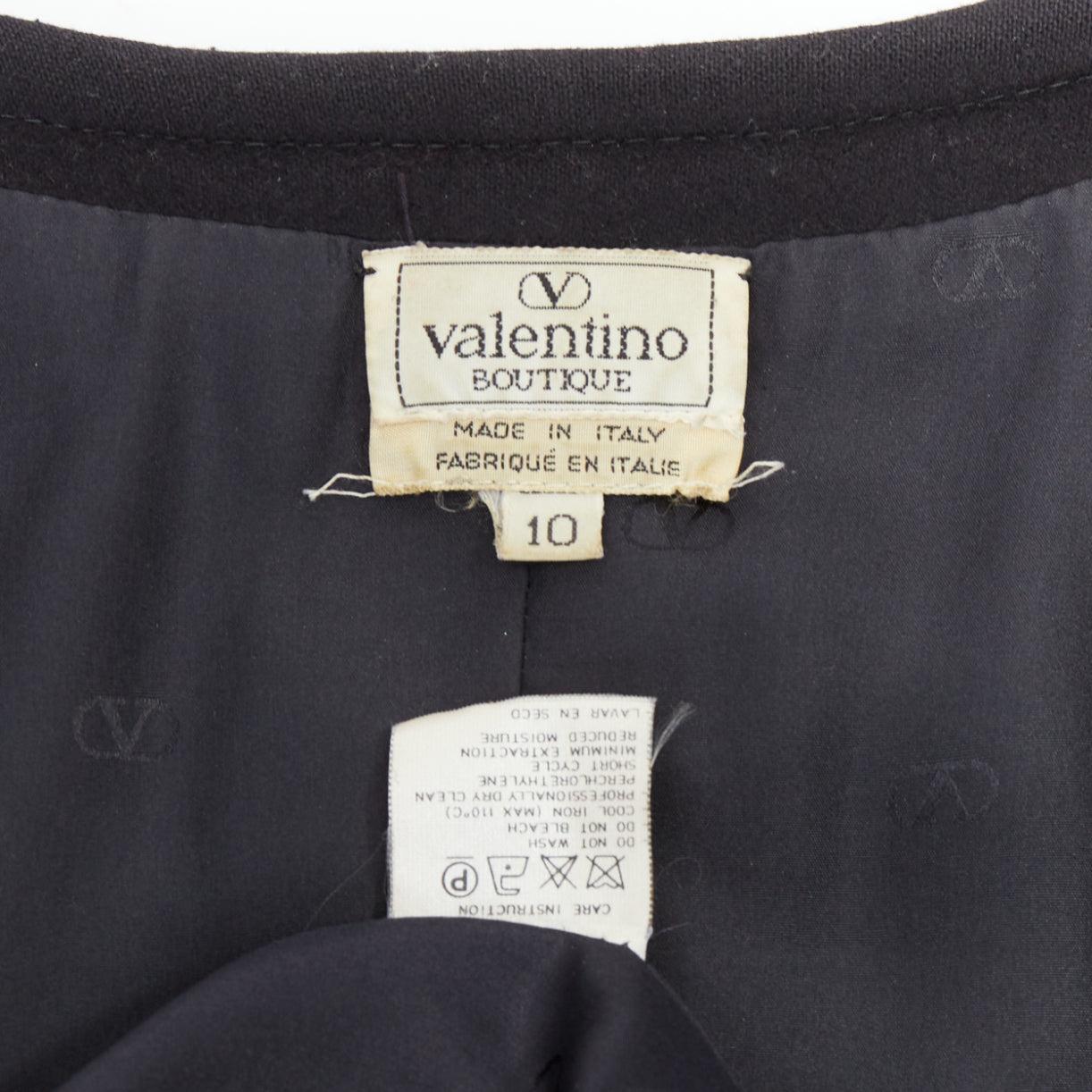 VALENTINO Vintage black wool velvet trim faceted button jacket UK10 M For Sale 7