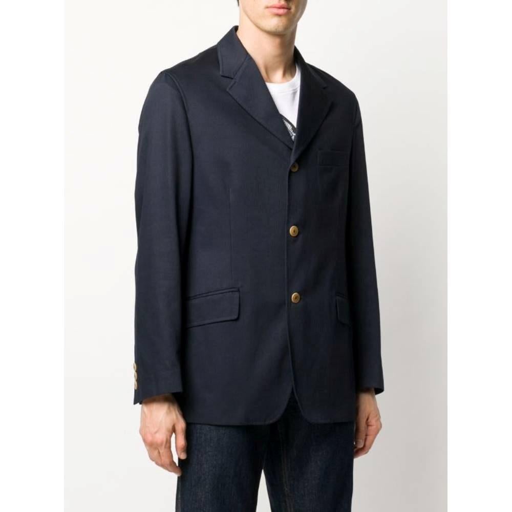 Valentino Vintage blue cotton 90s classic blazer In Excellent Condition In Lugo (RA), IT