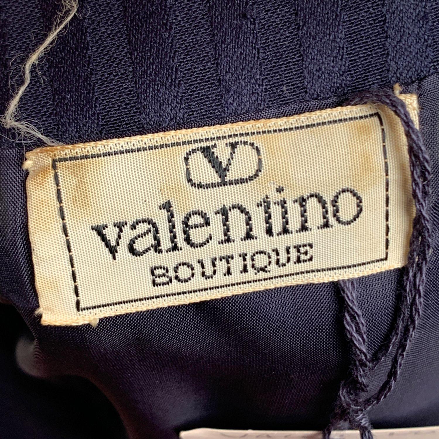Valentino Vintage Blue Striped Collarless Peplum Hem Jacket Size 10 3