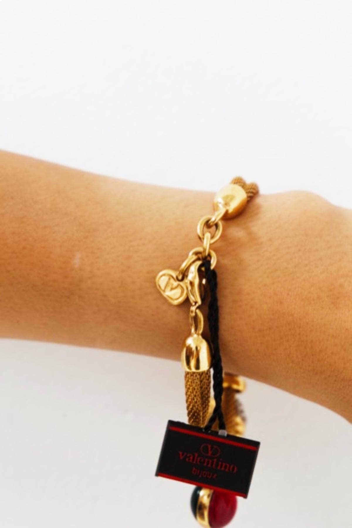 Valentino Vintage-Armband aus Gold mit Steinen im Angebot 3
