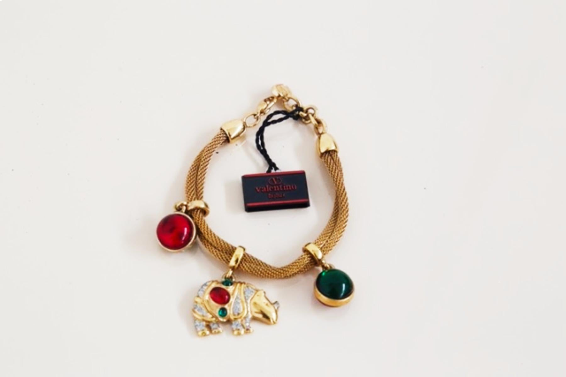 Valentino Vintage Bracelet in Gold with Stones For Sale 1