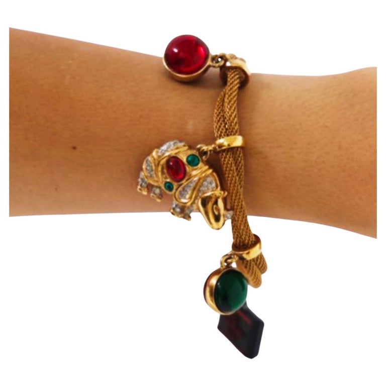 Valentino Vintage Bracelet in Gold with Stones For Sale at 1stDibs