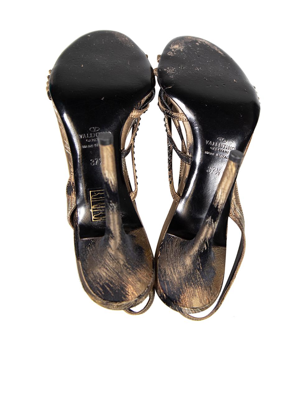 Women's Valentino Vintage Brown Embellished Sandals Size IT 37.5 For Sale