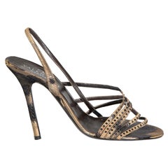 Valentino Vintage Brown Embellished Sandals Size IT 37.5