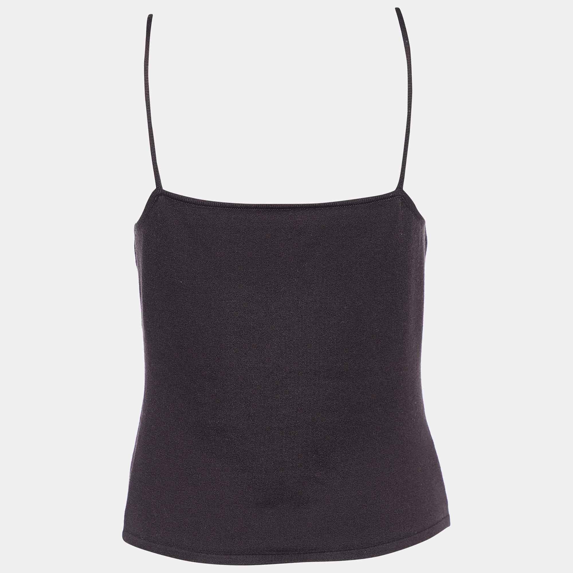 Crafted by Valentino  this vintage brown jersey camisole exudes timeless charm. Delicate lace trim adorns the neckline  adding a touch of femininity to its classic silhouette. Soft and luxurious  it drapes elegantly  offering both comfort and style.