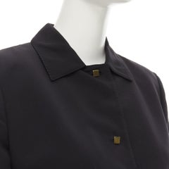 VALENTINO Vintage Kupferfarbener Blazer mit quadratischen Knöpfen in Schwarz IT44 L