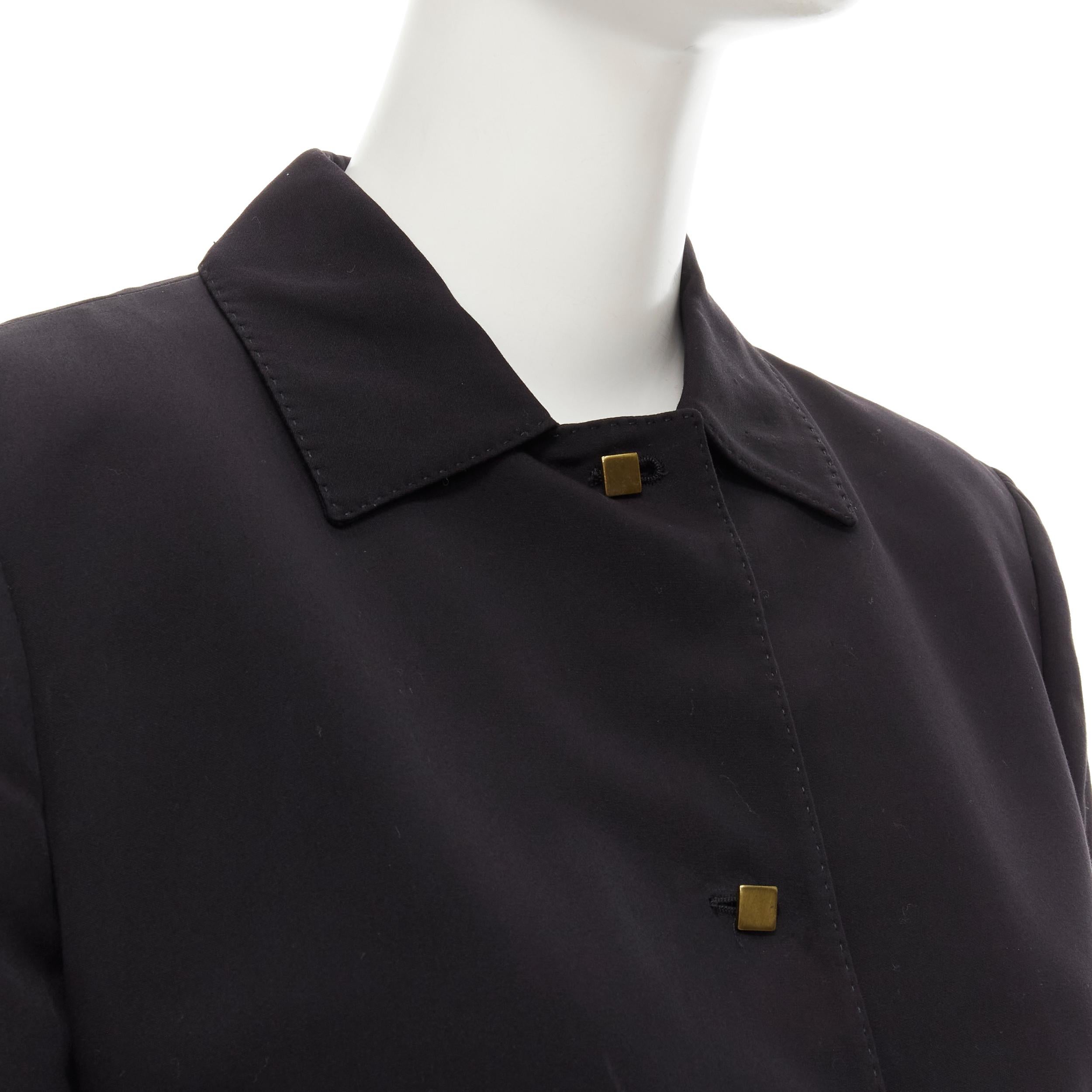 VALENTINO Vintage copper tone square buttons black cropped blazer IT44 L
Reference: JYLM/A00013
Brand: Valentino
Material: Cotton, Viscose
Color: Black, Gold
Pattern: Solid
Closure: Button
Lining: Black Fabric
Made in: Italy

CONDITION:
Condition: