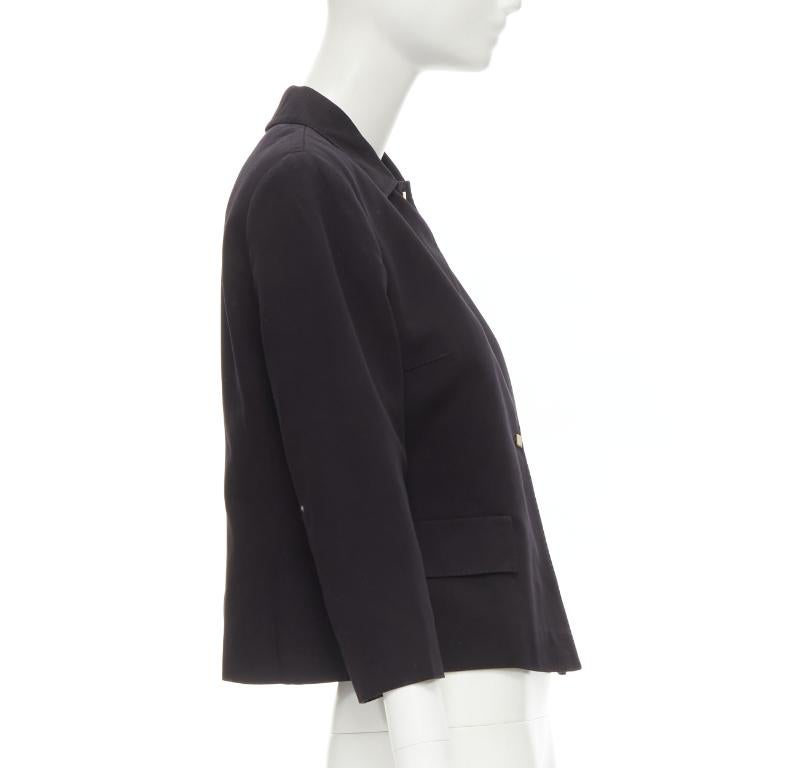 Women's VALENTINO Vintage copper tone square buttons black cropped blazer IT44 L For Sale