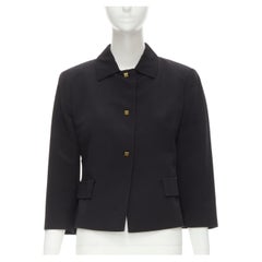 VALENTINO Vintage Kupferfarbener Blazer mit quadratischen Knöpfen in Schwarz IT44 L